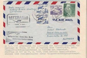 LUFTHANSA  2  EAST GERMAN AIRMAIL COVERS 1958 TO & FROM CHILE      R 2661 