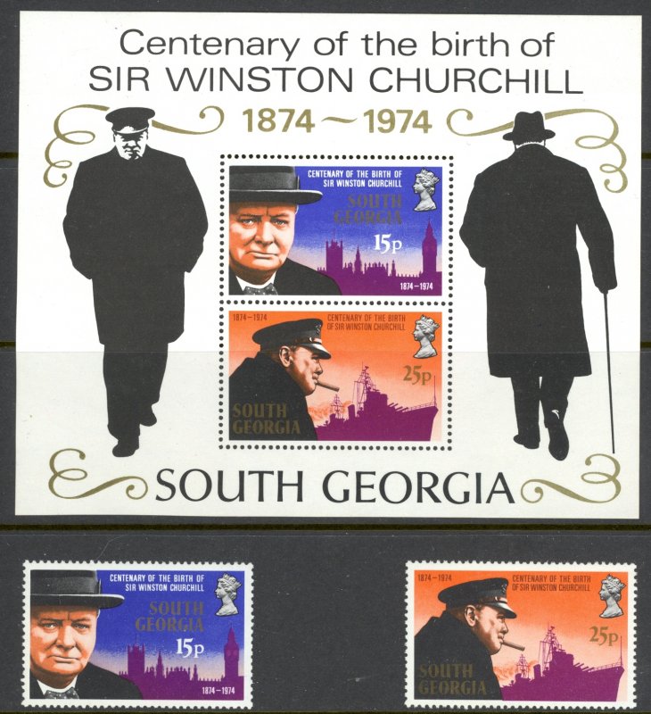 South Georgia Sc# 39-40a MNH 1974 Winston Churchill