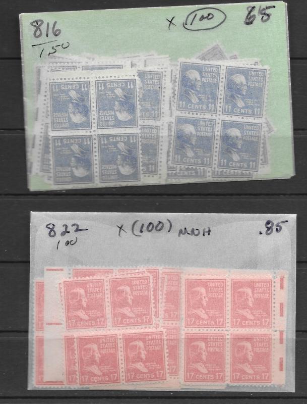 US 816,828 and more MNH stock,see desc. Face $41.00 CV$353.00