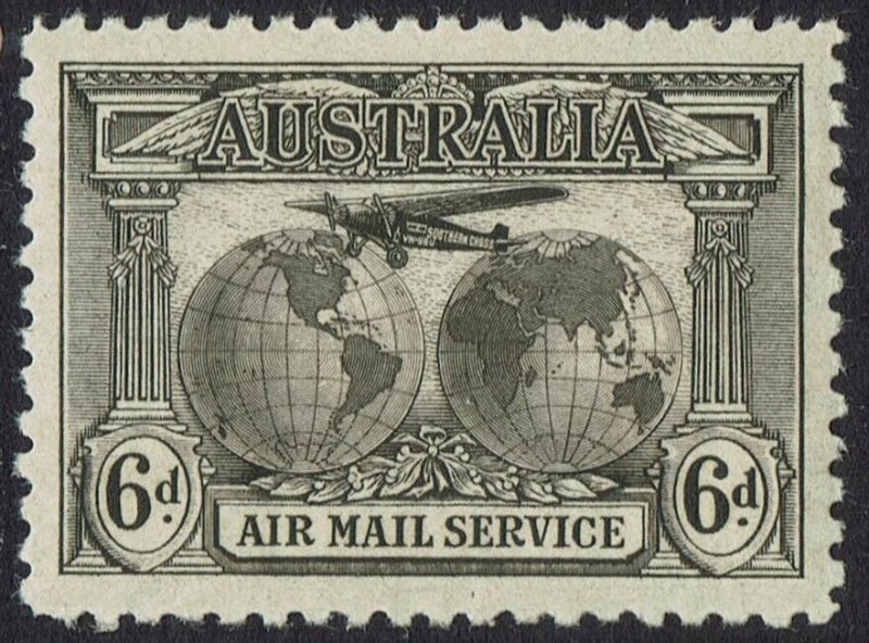 AUSTRALIA 1931 AIRMAIL 6D BROWN