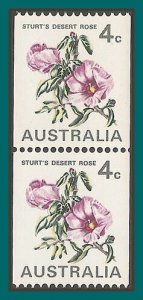 Australia 1970 Coils Flowers,  4c pair MNH  #439B,SG466