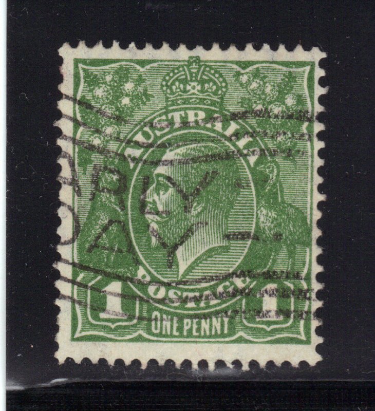Australia Sc#67a 1c Spur on Tablet Used Stamp $70 cv