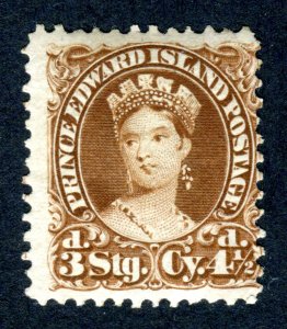 Prince Edward Island 1870. 4 1/2d (3d.stg) yellow brown. MNH. SG32.