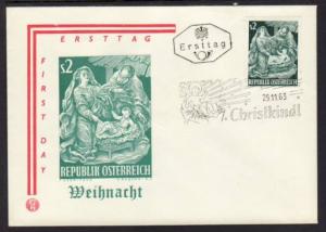 Austria Christmas 1963 U/A FDC BIN 1610