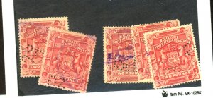 RHODESIA #17 (5) USED FVF PERF INITIALS REV CANCEL Cat $113