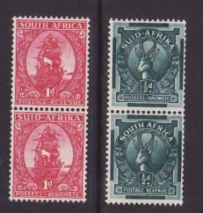 South Africa-Sc#98-9- id8-two unused og NH coil pairs-1943-