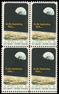 US Sc 1371 MNH BLOCK of 4 - 1969 6¢ Apollo 8 -  See Scan