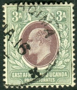 EAST AFRICA & UGANDA-1903-4 3a Brown Purple & Green.  A fine used example Sg 5