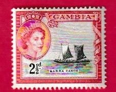 GAMBIA SCOTT#156 1953 QEII & BARRA CANOE - MH