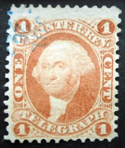 USA, Scott R4c, 1 cent Telegraph with cut cancel