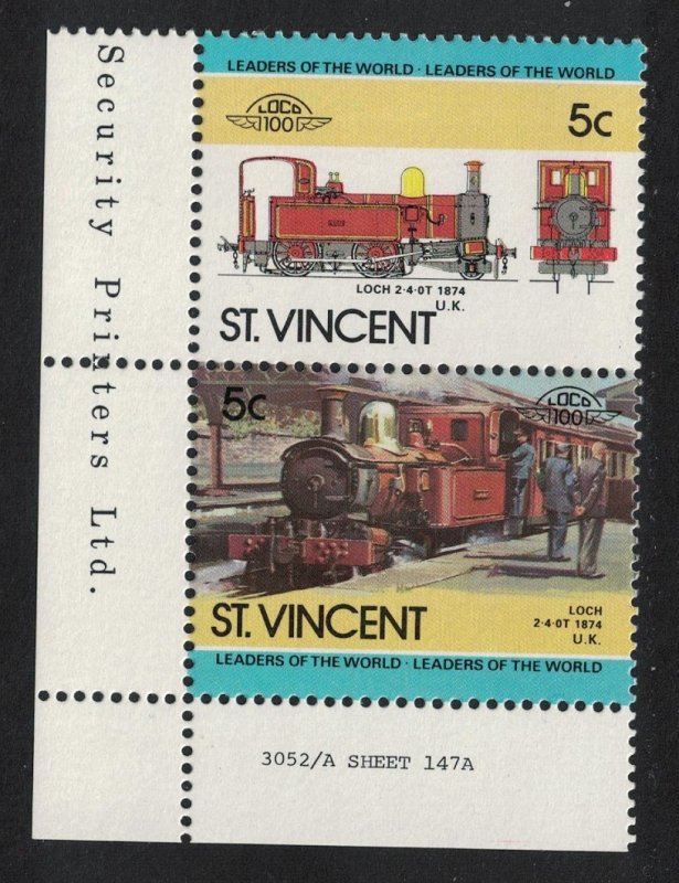 St. Vincent Locomotive Loch 2-4-0T 1984 MNH SG#893-894