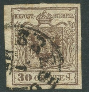 AUSTRIA Lombardy Venetia Sc#5a Scarce Type I 1850 5 cent. 4 Margins Used