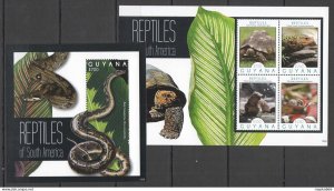 Ss1063 2012 Guyana Fauna Reptiles Of South America Turtles Snakes Kb+Bl Mnh