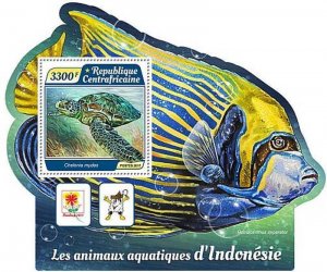 Central Africa - 2017 Aquatic Animals - Stamp Souvenir Sheet-CA17514b