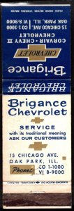 1960's US Match Book Cover Brigance Chevrolet, Inc. Corvair-Chevy II-Che...