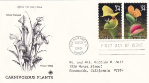 2001, Carnivorous Plants-Yellow Trumpet, Venus Flytrap, PCS, FDC (E11442)