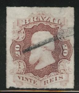 Brazil Scott 62 Used rouletted 1877 thin CV$35