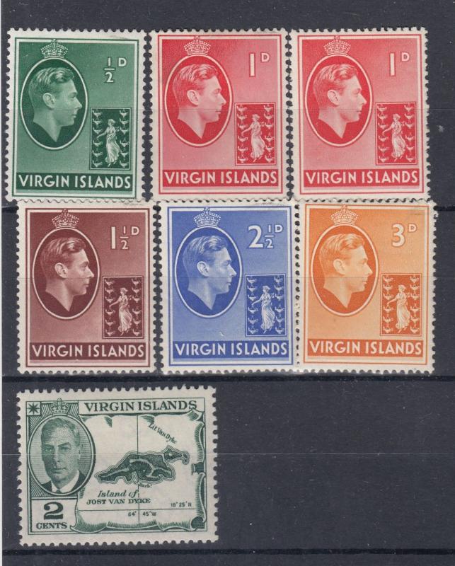 British Virgin Islands KGVI 1938 Collection of 7 SG110/115 MVLH J1615