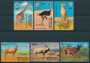 Niger 1978 CTO WWF Stamps Endangered Wild Animals Giraffes Ostrich Oryx 6v Set