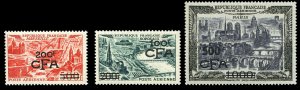 French Colonies, Reunion YTPA 49-51 Cat€310, 1941 200f-500f, overprinted se...