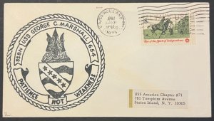 USS GEORGE MARSHALL SSBN-654 PATIENCE NOT WEAKNESS CREST AUG 1973 NAVY CACHET