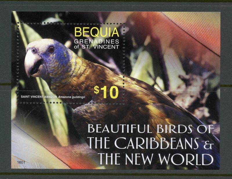 ST. VINCENT GR. BEQUIA  2018  BEAUTIFUL BIRDS OF CARIBBEANS S/SHEET  MINT NH 