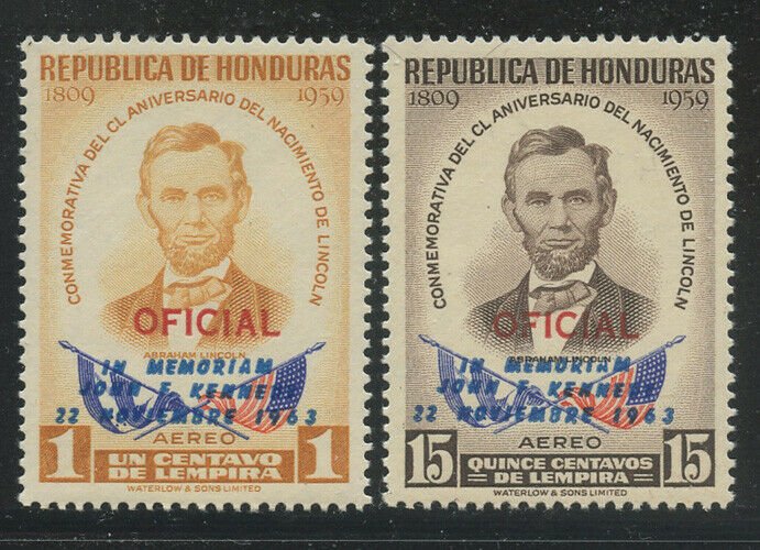 Honduras 1964 Kennedy Memorial set Sc# C325-30 NH