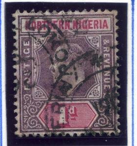 NORTHERN NIGERIA;  1904 early classic Ed VII issue used 1d. value Postmark