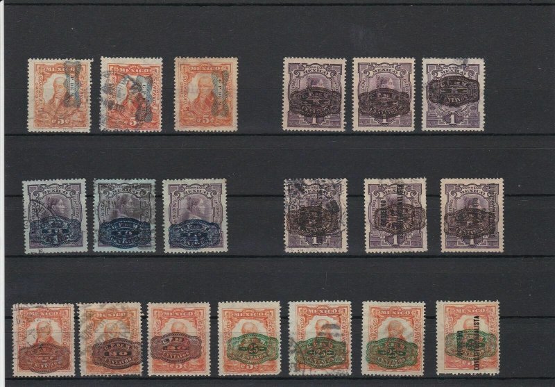 Mexico 1915-1916 Silver Currency Overprints and Surcharges Stamps Ref 24048