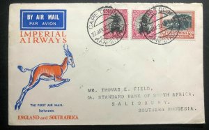 1932 Cape Town South Africa First Flight Airmail Cover FFC To Salisbury Rhodesia