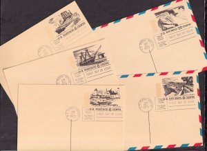 1972 Tourism Year postal cards UX61-63, UXC12-13 set with First Day cancels FDCs