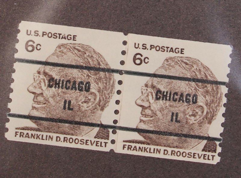 Scott 1305b - 6 Cents Roosevelt - MNH - Joint Line Pair Chicago, IL SCV $675.00