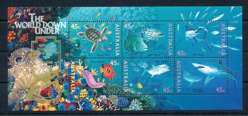 [47851] Australia 1995 Marine life Fish Turtle Shark Gold Ovp Adelaide MNH Sheet