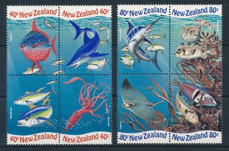 [111897] New Zealand 1998 Marine life fish squid tuna shark  MNH