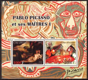 Ivory Coast 2012 Art Paintings Pablo Picasso ( I ) Sheet MNH