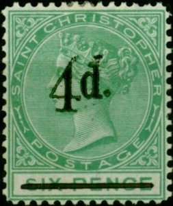 St Christopher 1886 4d on 6d Green SG25 Good MM (2)