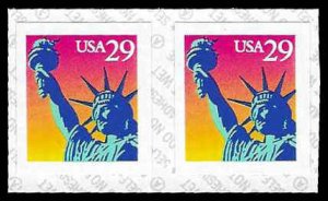 PCBstamps   US #2599v Coil Pair 58c(2x29c)Statue of Liberty, MNH, (12)