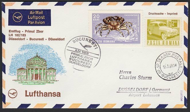 ROMANIA 1968 Lufthansa first flight to Germany..............................H277