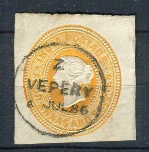 INDIA; 1880s classic QV 4a. 6p. fine POSTMARK Stationary Piece, Vepery