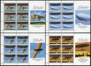 Gibraltar 1239-1242 sheets,MNH. Aviation centenaries,2010.