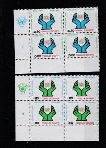 United Nations- Geneva  Scott#  67-68  MNH Inscription Blocks of 4