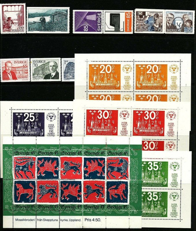 Sweden 1974 year set cpl including all pairs. Slania. MNH 