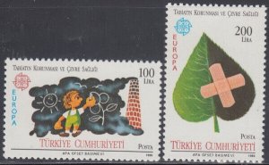 TURKEY Sc # 2345-6 CPL MNH - EUROPA 1986 - POLLUTION