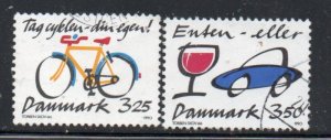 Denmark Sc 930-931 1990 Drunk Driving stamp set used
