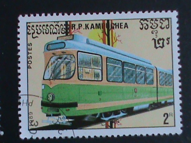 CAMBODIA STAMP 1989 WORLD MODEM TRAINS CTO-MNH SET