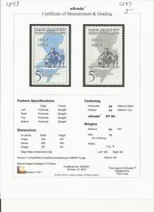 # 1247 MINT NEVER HINGED NEW JERSEY TERCENTENARY     VF+