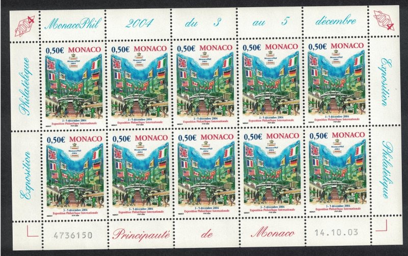 Monaco MonacoPhil 2004 Sheetlet of 10v 2003 MNH SG#2623 MI#2671