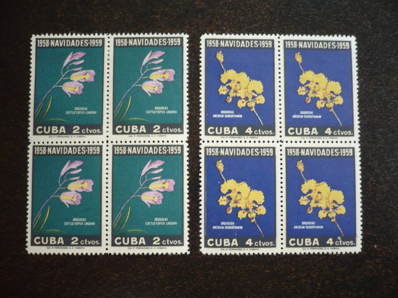 Stamps - Cuba - Scott#611-612 - Mint Hinged Set of 2 Stamps in Blocks of 4