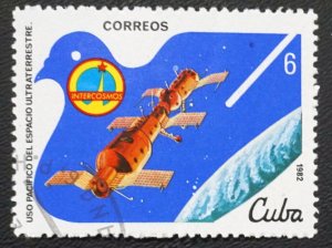 CUBA Sc# 2503 PEACEFUL USE OF OUTER SPACE Salyut-Soyuz Link-up 6c  1982 used cto