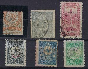 IRAQ TURKEY 1910 1916 SIX OTTOMAN STAMPS WITH BASRAH CANCELS